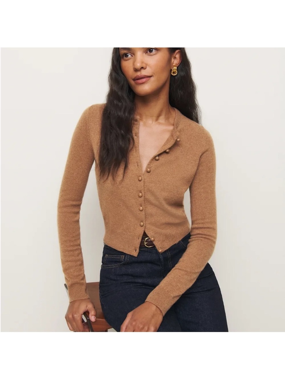 Reformation Caspia Cashmere Cropped Cardigan